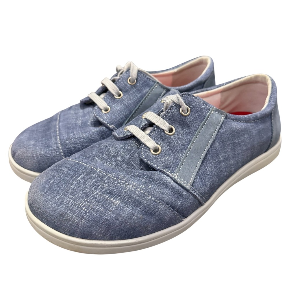 SAS Women 7.5 W Blue Denim Textile Leather Lace Up Sneakers 3029722 Made in USA